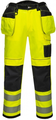 Pantaloni de lucru Hi-Vis holster, galben/negru, small, PW3, Portwest
