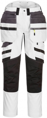 Pantaloni Hi-Vis cu buzunare Holster, alb/gri, regular, DX4, Portwest