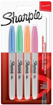 Marker permanent pastel fine point bullet, mix color, 4/set, Sharpie