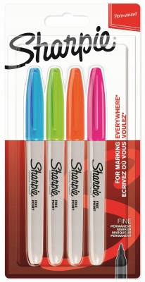 Marker permanent pastel vivid point bullet, mix color, 4/set, Sharpie