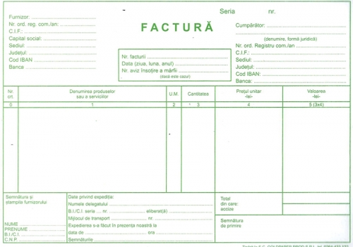 Factura A5 fara TVA 3 exemplare 150 file