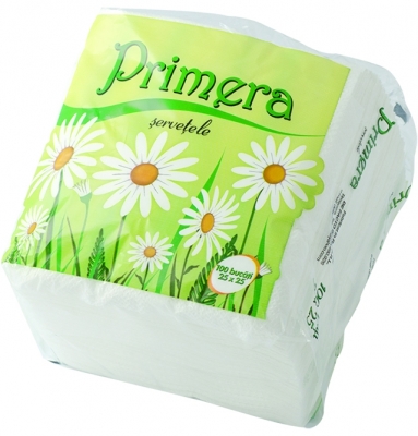 Servetele masa 25 x 25 cm albe Primera