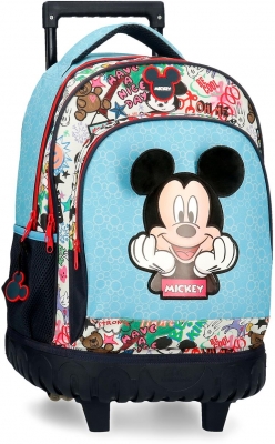Ghiozdan troler baieti, Disney Mickey Be Cool, 2 compartimente, multicolor
