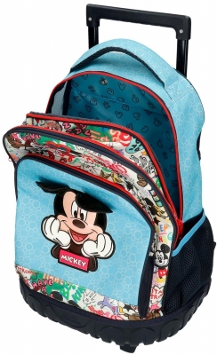 Ghiozdan troler baieti, Disney Mickey Be Cool, 2 compartimente, multicolor