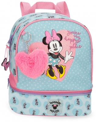 Ghiozdan gradinita fete, Disney Minnie Mouse My happy place, compartiment termic, multicolor
