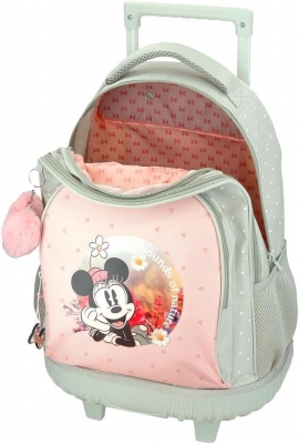 Ghiozdan troler fete, Disney Minnie Mouse Wild Nature, 2 compartimente, multicolor