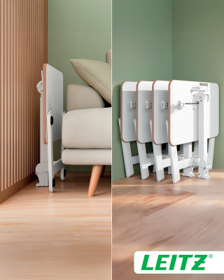 Birou ergonomic Leitz Ergo, pliabil, ajustabil pe inaltime, alb