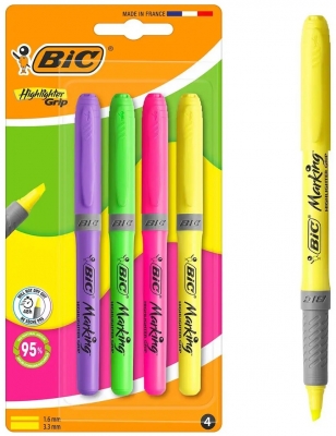 Evidentiatoare BIC Highlighter Grip NEON 4/set