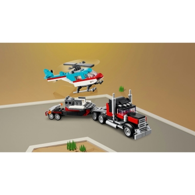 Camioneta cu platforma si elicopter 31146 LEGO Creator