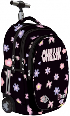 Ghiozdan tip troler St.Right, roti silicon, Flower Mood