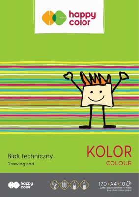 Bloc desen, color, A4, 10 coli, 170gsm, Happy Color