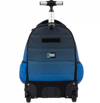 Ghiozdan tip troler, St.Right, roti de silicon, impermeabil, colectia Space Moon + cadou set agenda cu pix, St.Majewski, Wednesday mov