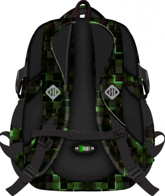 Ghiozdan St.Right, 4 compartimente, ergonomic, impermeabil, Green Game 