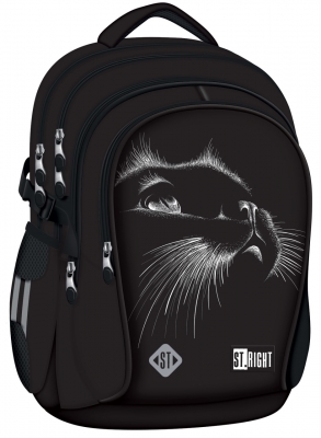 Ghiozdan ergonomic St.Right, 4 compartimente, Black Cat