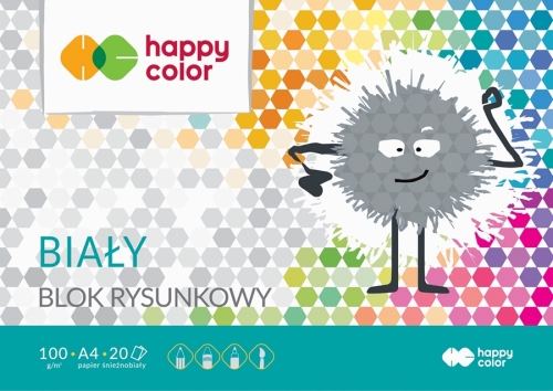 Bloc desen, alb, A4, 20 coli, 100gsm, Happy Color