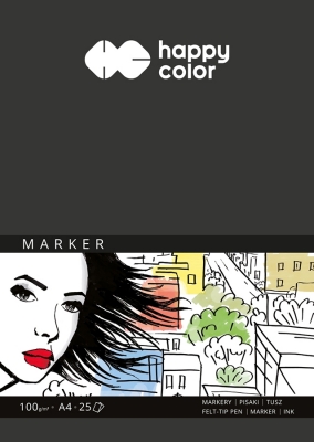 Bloc desen, pentru marker, A4, 100gsm, 25 coli, Happy Color
