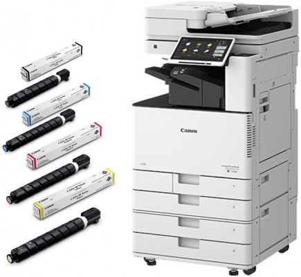 Pachet Multifunctional laser color Canon imageRUNNER Advance DX 3725i + DADF-BA1 + Piedestal S2 + cartuse toner C-EXV49 BK/C/M/Y