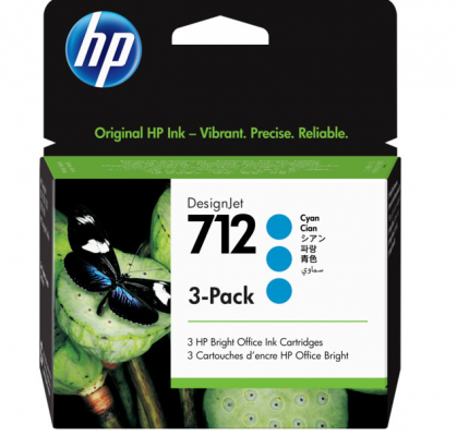 Cartus cerneala HP Original 712 3-Pack 29-ml Cyan DesignJet 3ED77A