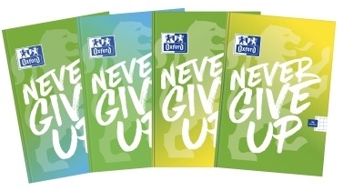Caiet Oxford Never Give Up, A5, 96 file, coperta soft touch rigida, diverse culori, patratele