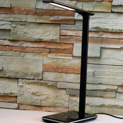 Lampa birou Unilux Linka LED, negru, reglabila, USB si wireless