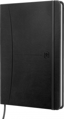 Caiet premium Oxford Signature, A5, 80 file, coperta rigida, negru, patratele