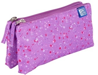 Penar Oxford 2 Zip Floral, tip etui dublu, 2 fermoare, culori asortate