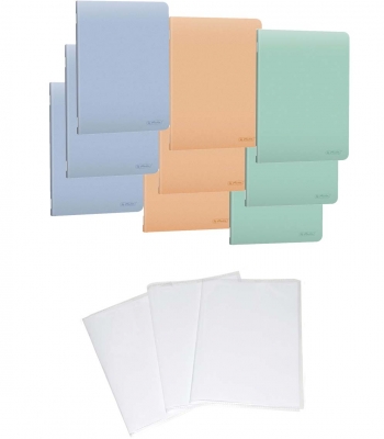 Pachet 10 caiete + coperti A5, coperta PP, dictando, diverse culori, Herlitz
