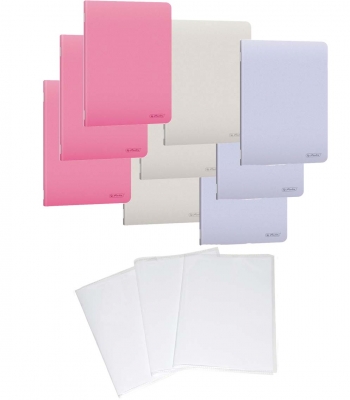 Pachet 10 caiete + coperti A5, coperta PP, patratele, diverse culori, Herlitz