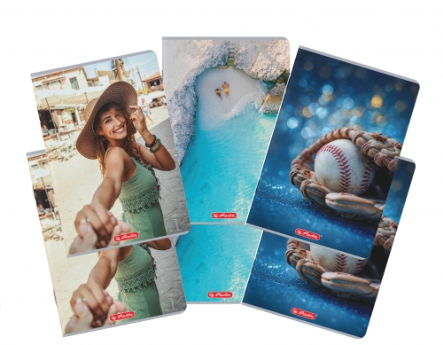 Caiet A4 60 file, hartie 70g/mp FSC mix, patratele, Megamix 2, diverse modele, 5 buc/set, Herlitz
