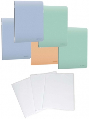 Pachet 5 caiete + coperti A5, coperta PP, patratele, diverse culori, Herlitz