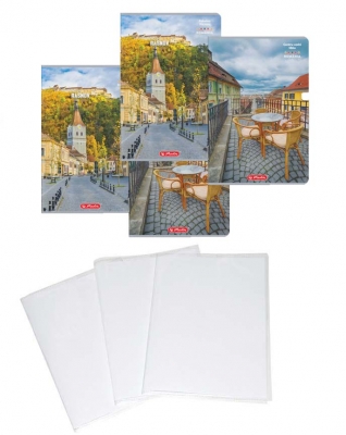 Pachet 5 caiete + coperti A4, dictando, Romania, diverse modele, Herlitz