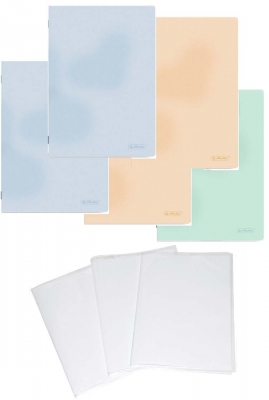 Pachet 5 caiete + coperti A4, coperta PP, dictando, diverse culori, Herlitz