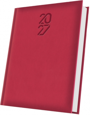 Agenda datata Tucson 2027 Herlitz, A5, 352 pagini, coperta buretata, culoare rosu coral