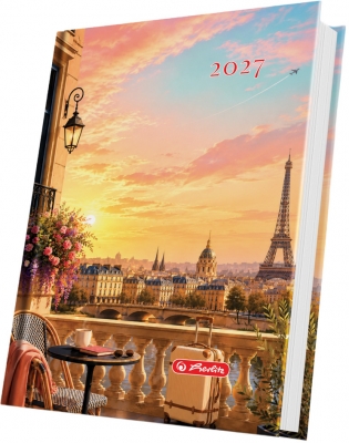 Agenda Herlitz datata 2027, A5, Motive, 352 pagini, coperta buretata, motiv City Break
