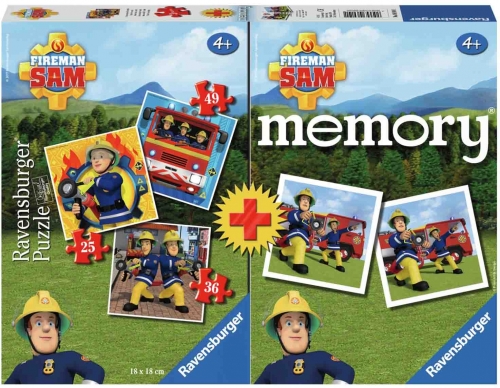 Puzzle + Joc Memory Pompierul Sam, 25/36/49 Piese Ravensburger