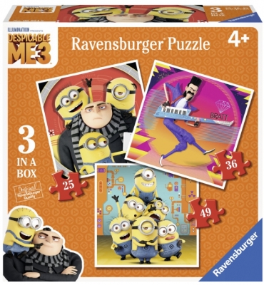 Puzzle Minions 3 In 1, 25/ 36/ 49 Piese Ravensburger