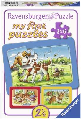 Puzzle Animalute, 3X6 Piese Ravensburger