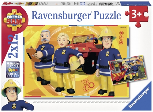 Puzzle Pompierul Sam, 2X12 Piese Ravensburger