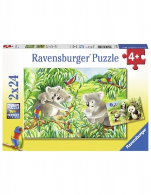 Puzzle Koala Si Panda, 2X24 Piese Ravensburger
