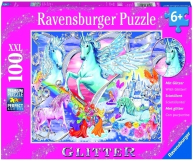 Puzzle Unicorni Cu Sclipici, 100 Piese Ravensburger