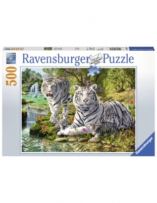 Puzzle Tigri Albi, 500 Piese Ravensburger