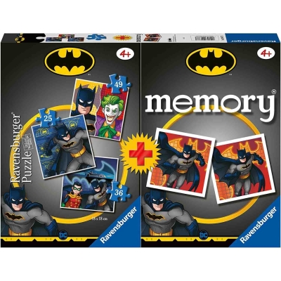 Puzzle + Joc Memory Batman, 25/36/49 Piese Ravensburger