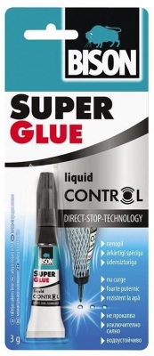 Adeziv cianoacrilat lichid, Super Glue Control, 3 gr Bison