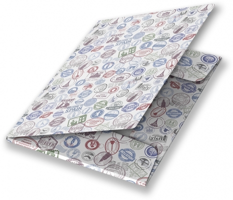 Mapa A4 carton plastifiat lucios, cu elastic,Travel Stamps