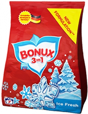 Detergent rufe manual 3 in 1 Ice Fresh, 7 spalari, 400 g Bonux
