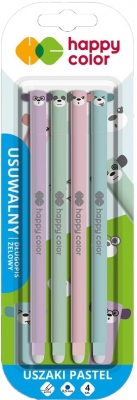 Roller gel cu rescriere, 0.5 mm, albastru, 4 buc/set, Ears Pastel, Happy Color