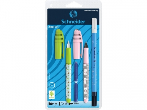 Stilou si roller Zippi, verde si roz Schneider