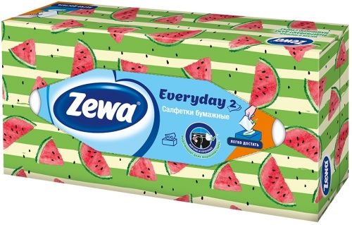Servetele faciale Everyday, 2 straturi, 100 buc/cutie, diverse modele Zewa 