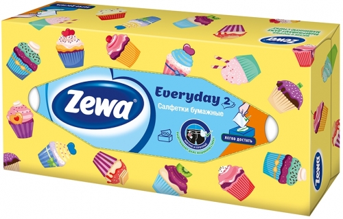 Servetele faciale Everyday, 2 straturi, 100 buc/cutie, diverse modele Zewa 