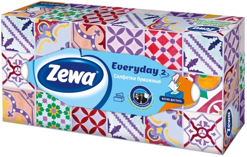 Servetele faciale Everyday, 2 straturi, 100 buc/cutie, diverse modele Zewa 